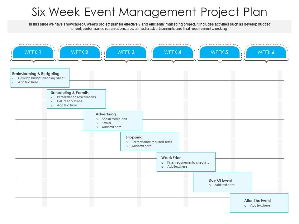 Six week event management project plan Slide01