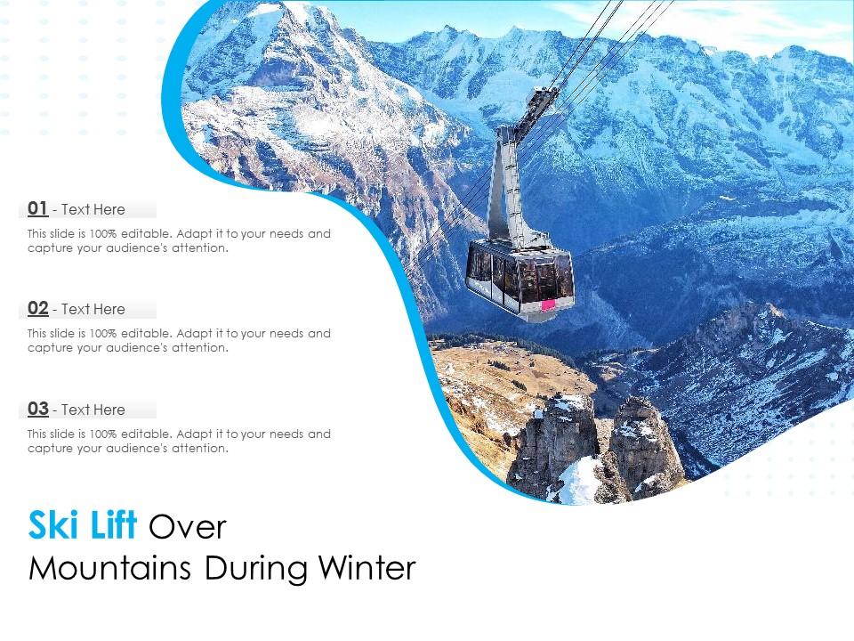 Ski lift over mountains during winter Slide00
