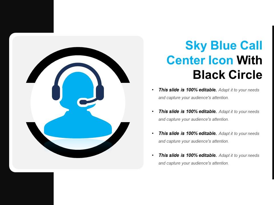 Sky blue call center icon with black circle Slide00