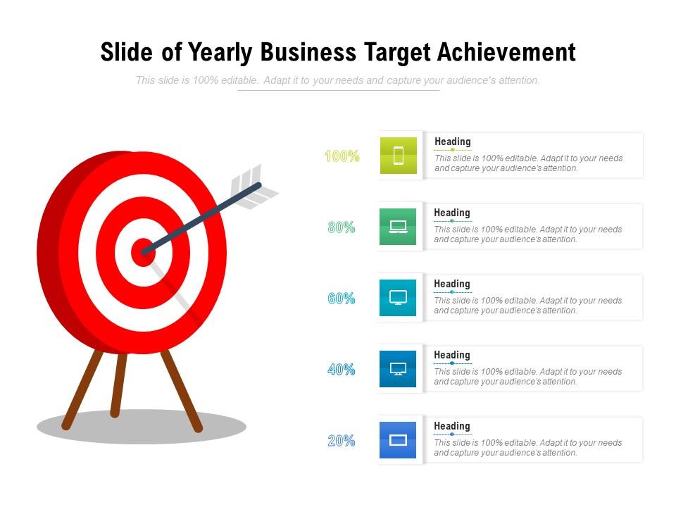 Slide Of Yearly Business Target Achievement PowerPoint Slide Template