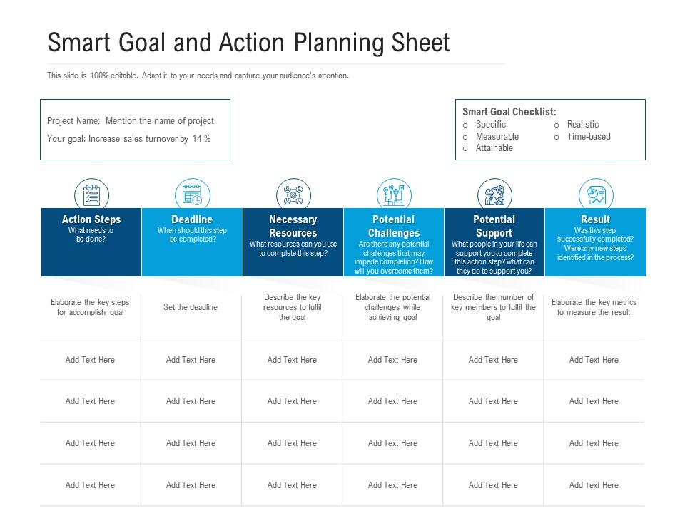 Smart Goal And Action Planning Sheet