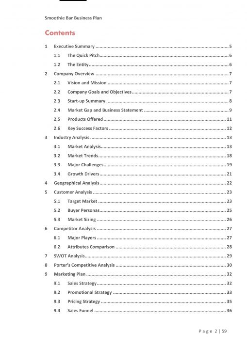 Smoothie Bar Business Plan Pdf Word Document Slide02