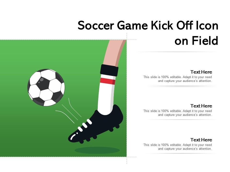 Soccer Game Kick Off Icon On Field Presentation Graphics