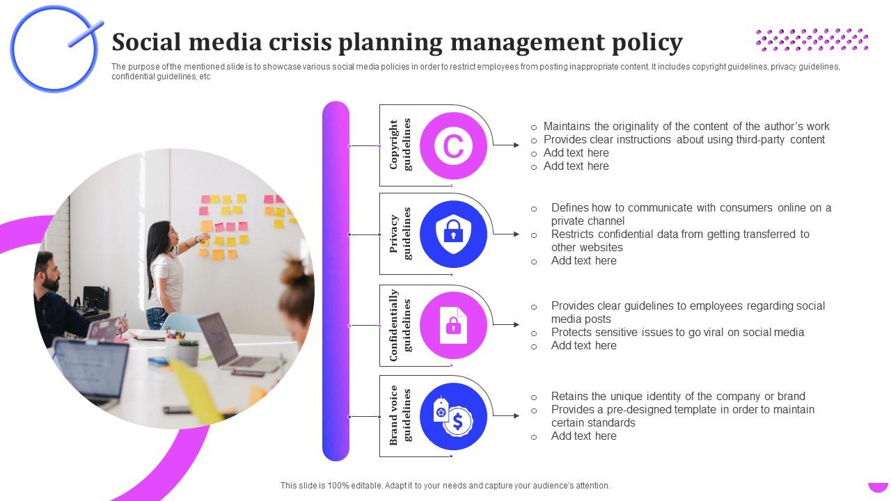 Social Media Crisis Planning Management Policy PPT Presentation
