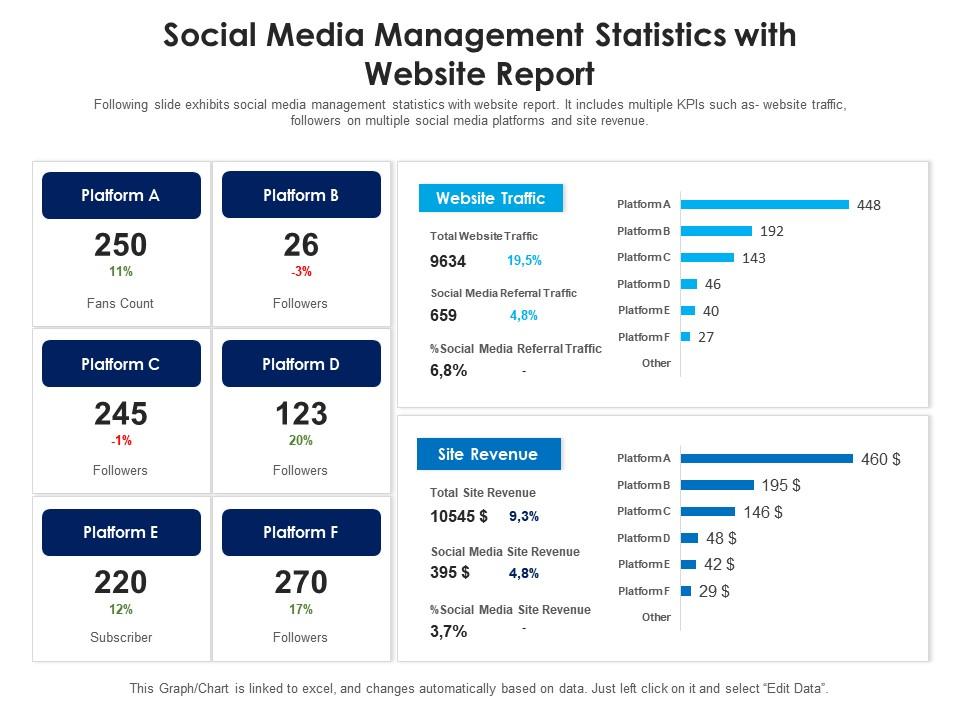 Social Media Management Statistics With Website Report