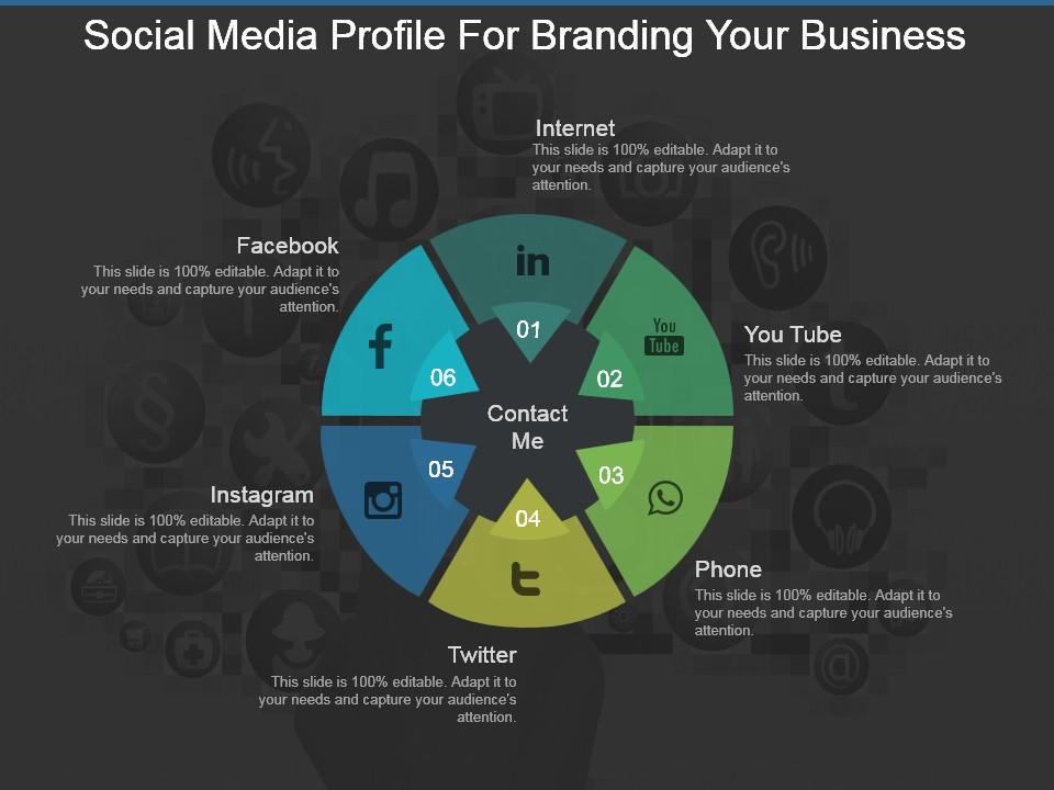 Social media profile for branding your business ppt slide Slide00