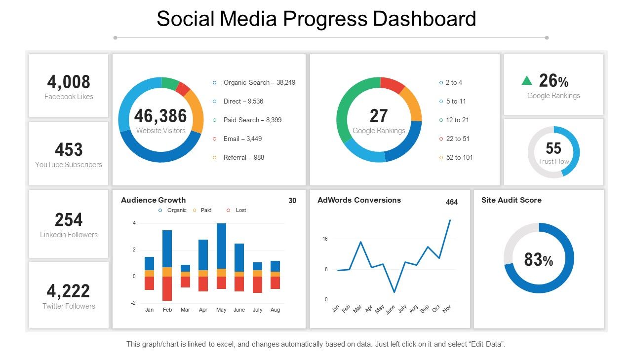 Social media progress dashboard snapshot Slide01