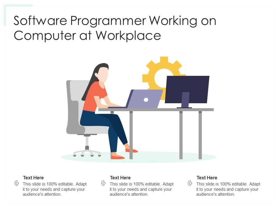 Software Programmer Working On Computer At Workplace | Presentation ...