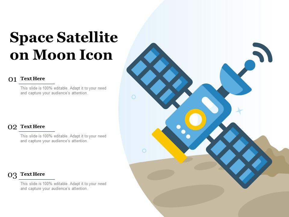 Space satellite on moon icon Slide01