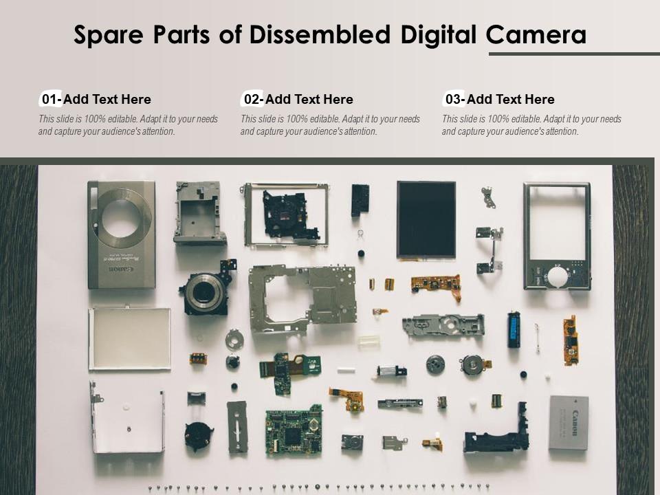 Spare Parts Of Dissembled Digital Camera Presentation Graphics