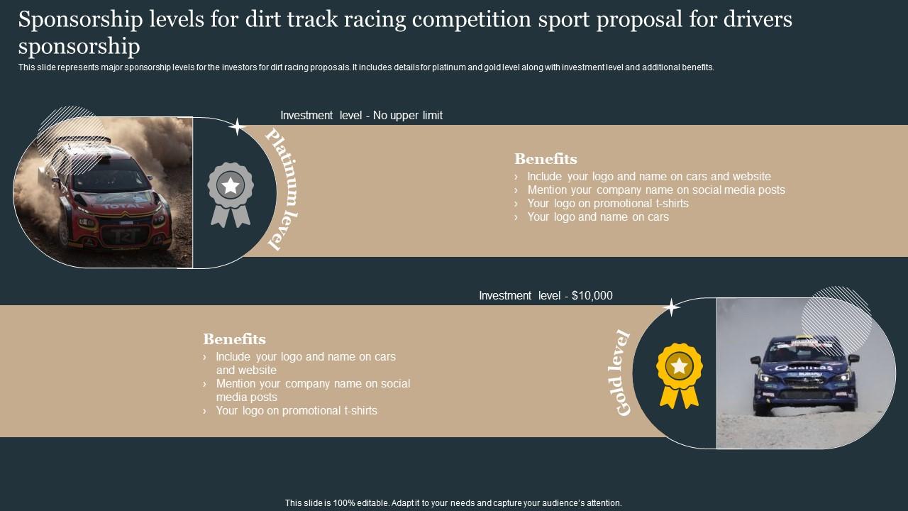 Sponsorship Levels For Dirt Track Racing Competition Sport Proposal For