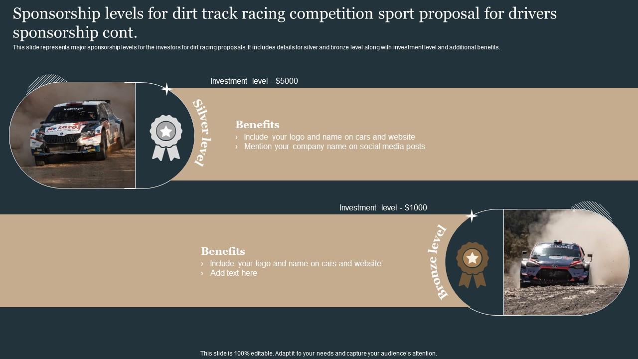Sponsorship Levels For Dirt Track Racing Competition Sport Proposal For