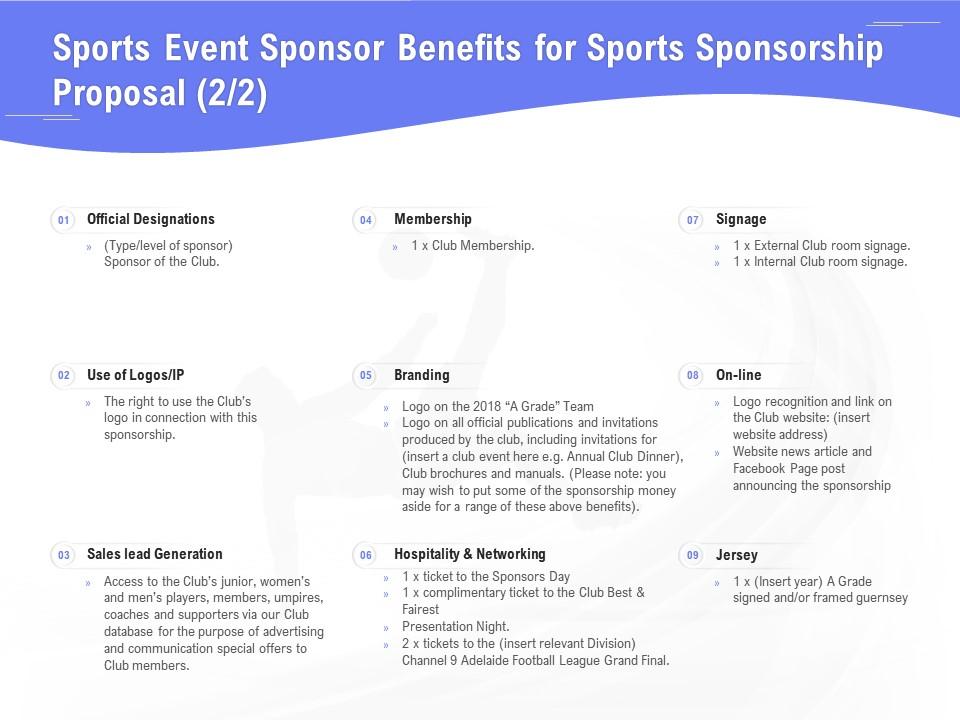 Sports Event Sponsor Benefits For Sports Sponsorship Proposal Team Ppt