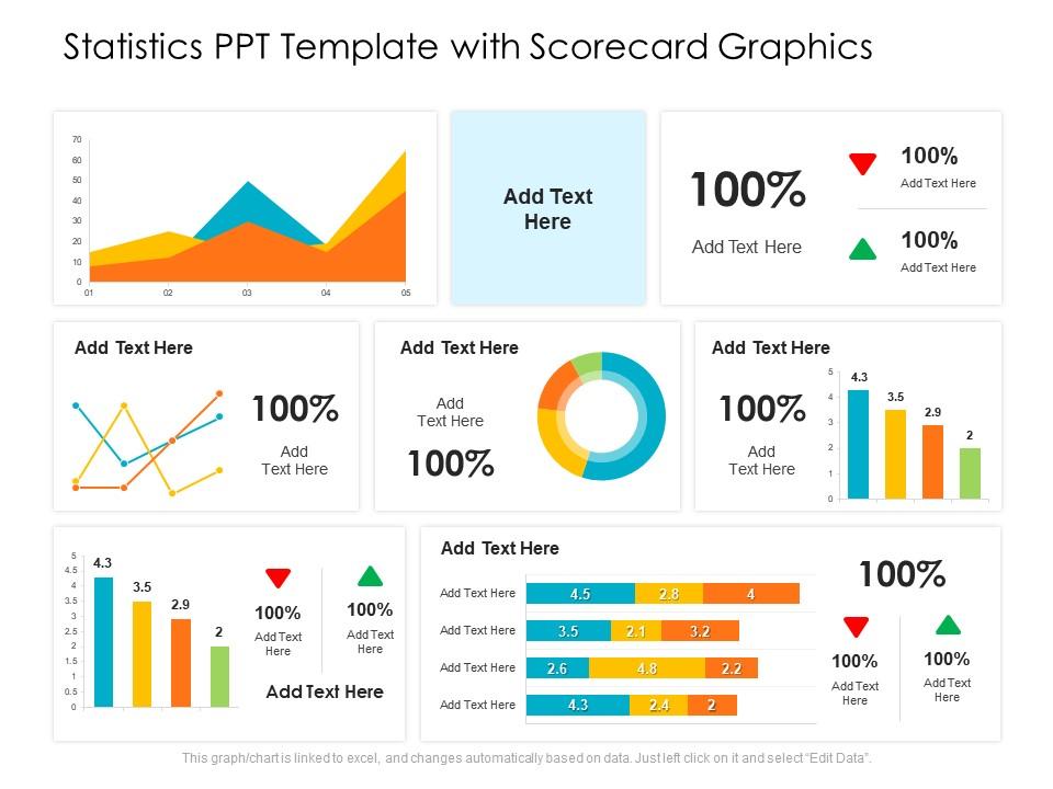 Statistics ppt template with scorecard graphics Slide01
