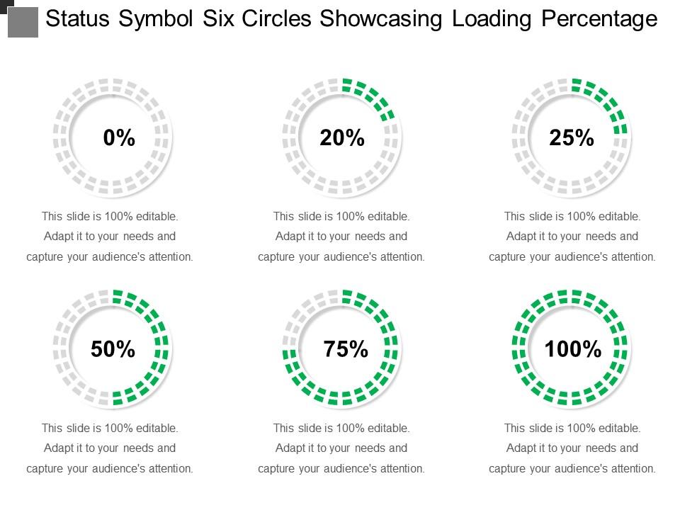 Status symbol six circles showcasing loading percentage Slide01