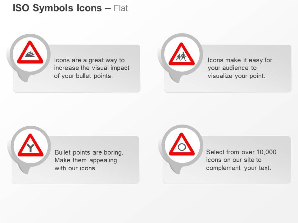 Steep descent school ahead y intersection rotary iso icons for powerpoint Slide00