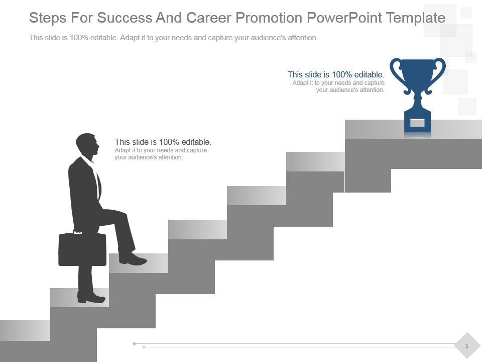 Steps for success and career promotion powerpoint template Slide01