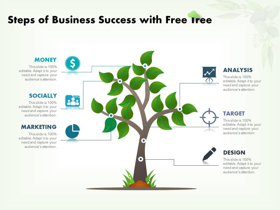 Steps of business success with free tree Slide01