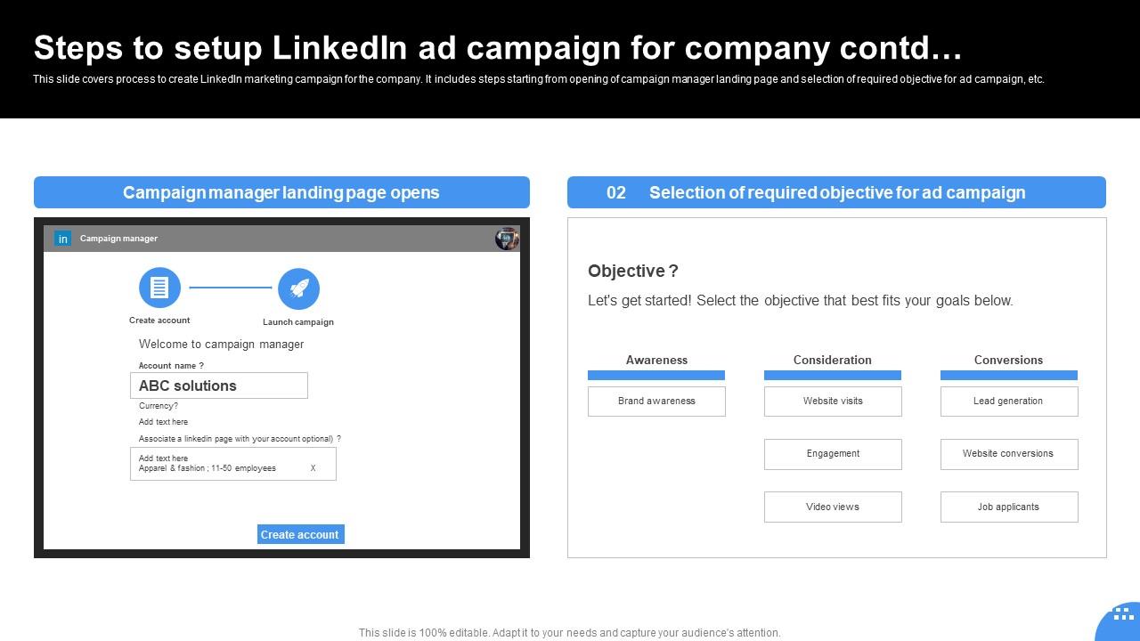 Steps To Setup Linkedin Ad Campaign Linkedin Marketing Channels To ...