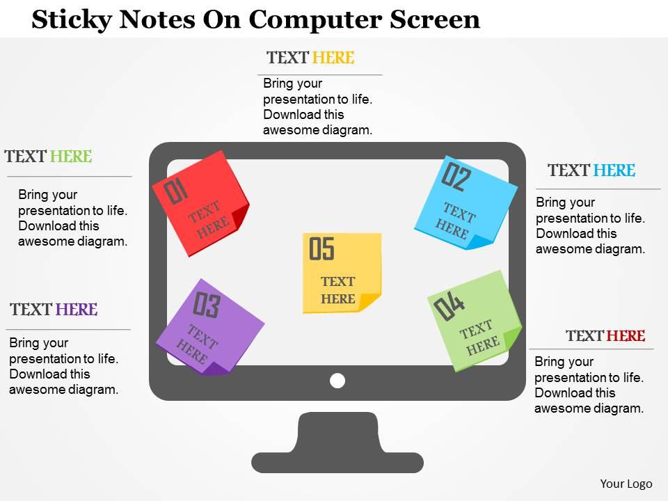 sticky_notes_on_computer_screen_flat_powerpoint_design_Slide01