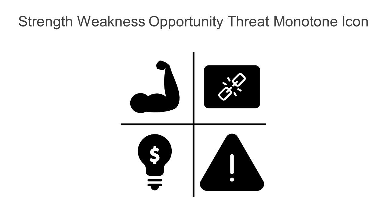 Strength Weakness Opportunity Threat Monotone Icon In Powerpoint Pptx Png And Editable Eps Format Slide01