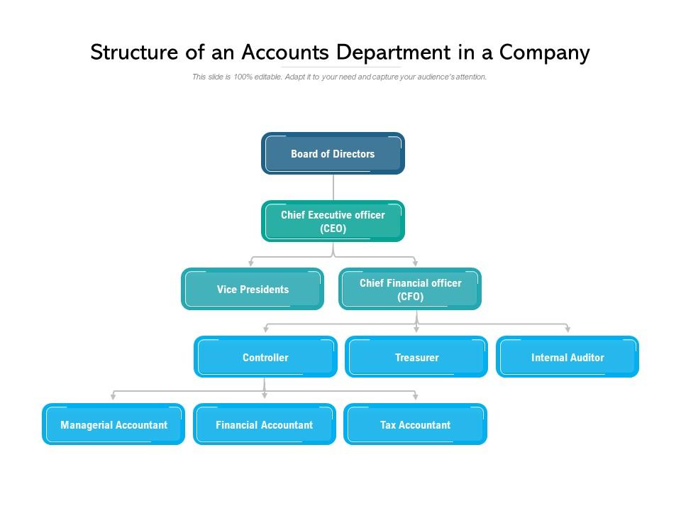 Structure Of An Accounts Department In A Company PowerPoint Slide