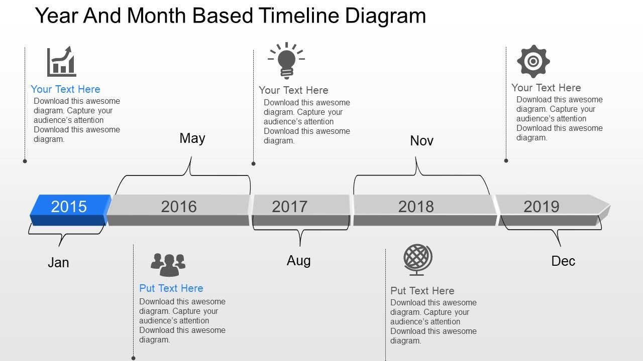 Su year and month based timeline diagram powerpoint template Slide01