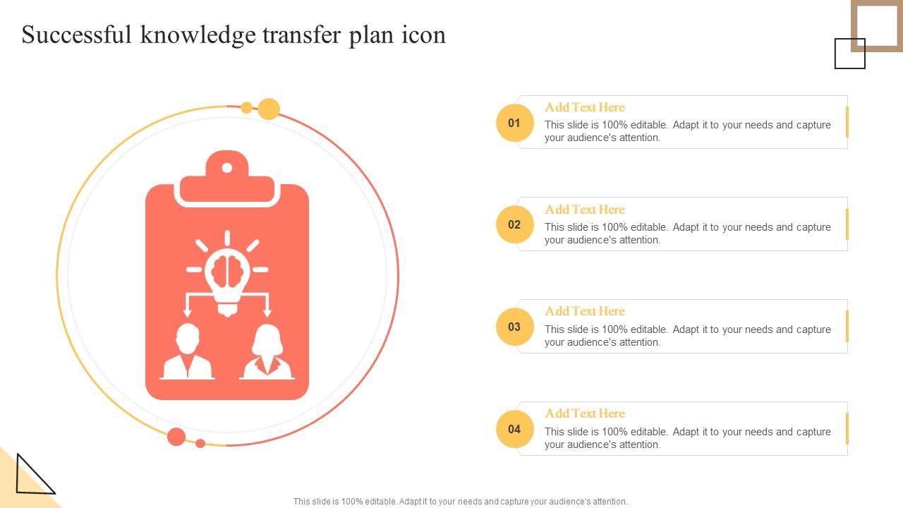 Successful Knowledge Transfer Plan Icon PPT Presentation