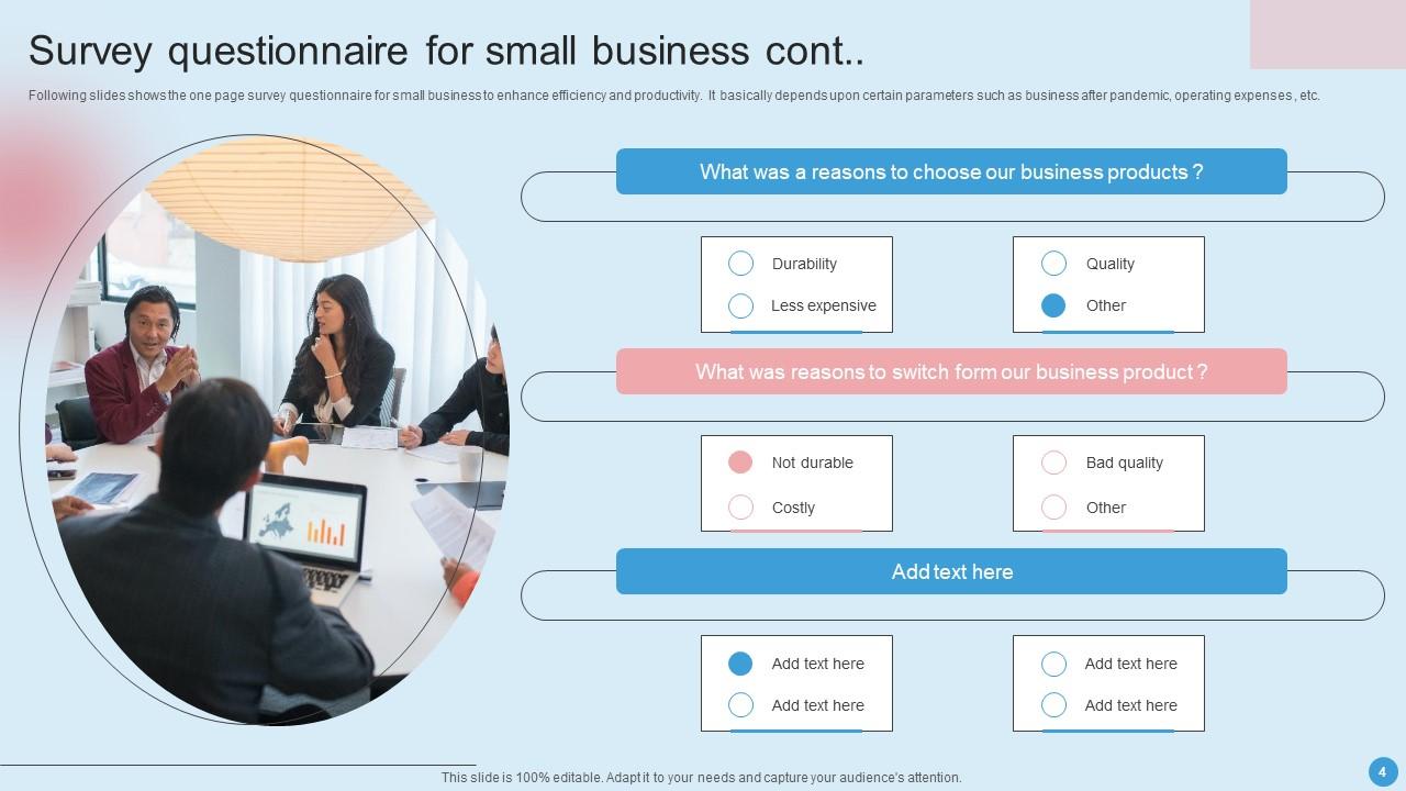 Survey Questionnaire For Small Business Powerpoint Ppt Template Bundles