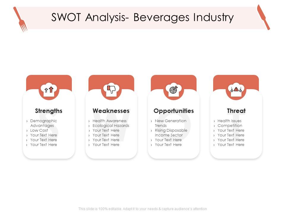 Swot Analysis Beverages Industry Hotel Management Industry Ppt Designs