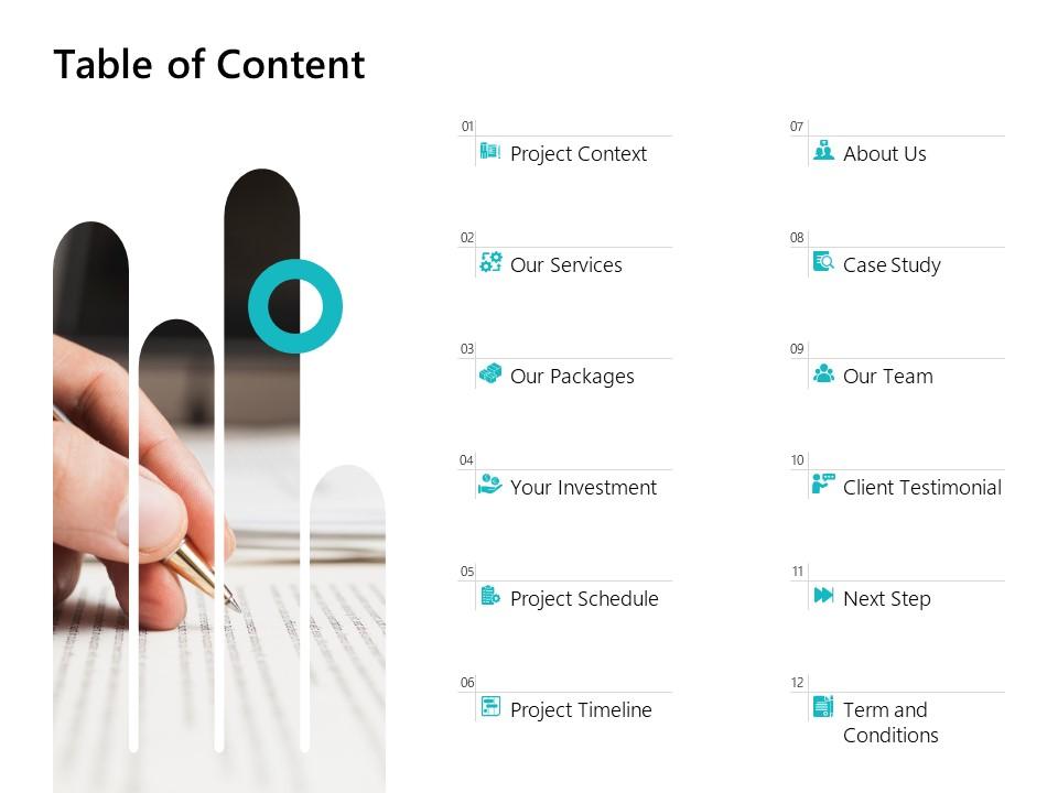 Table of content services investment l692 ppt powerpoint presentation