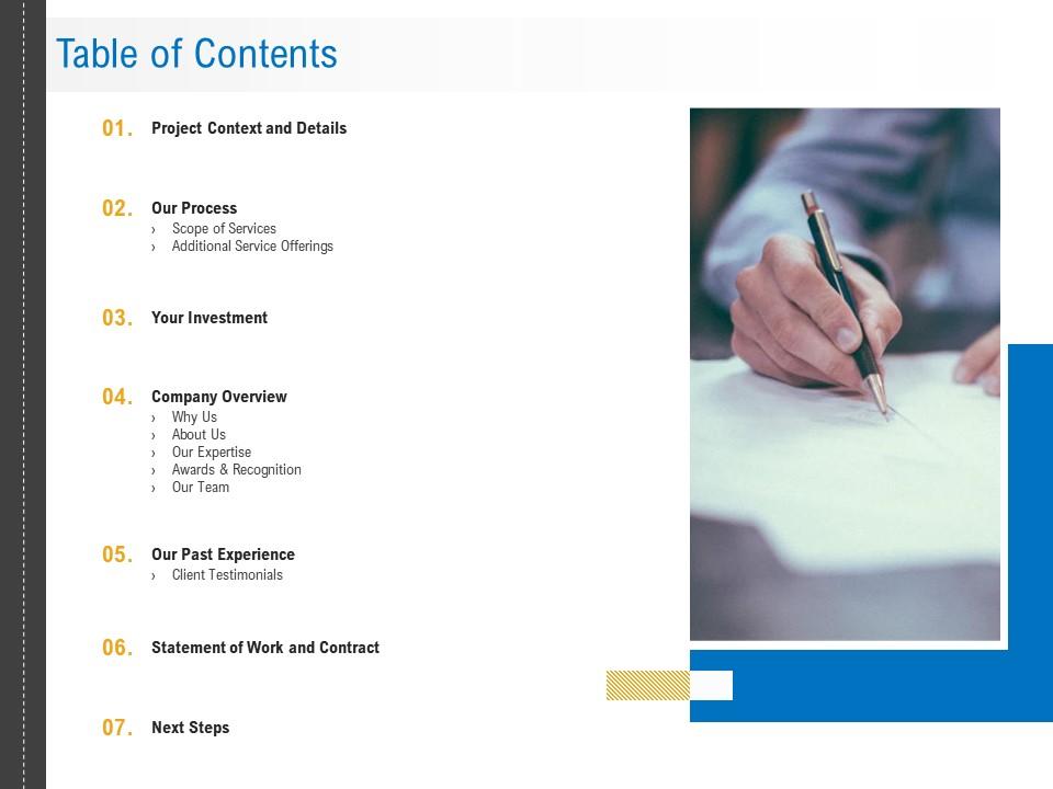 Table of contents l12242 ppt powerpoint presentation outline files Slide00