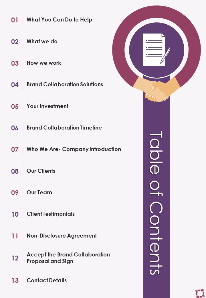 Creative table of contents examples