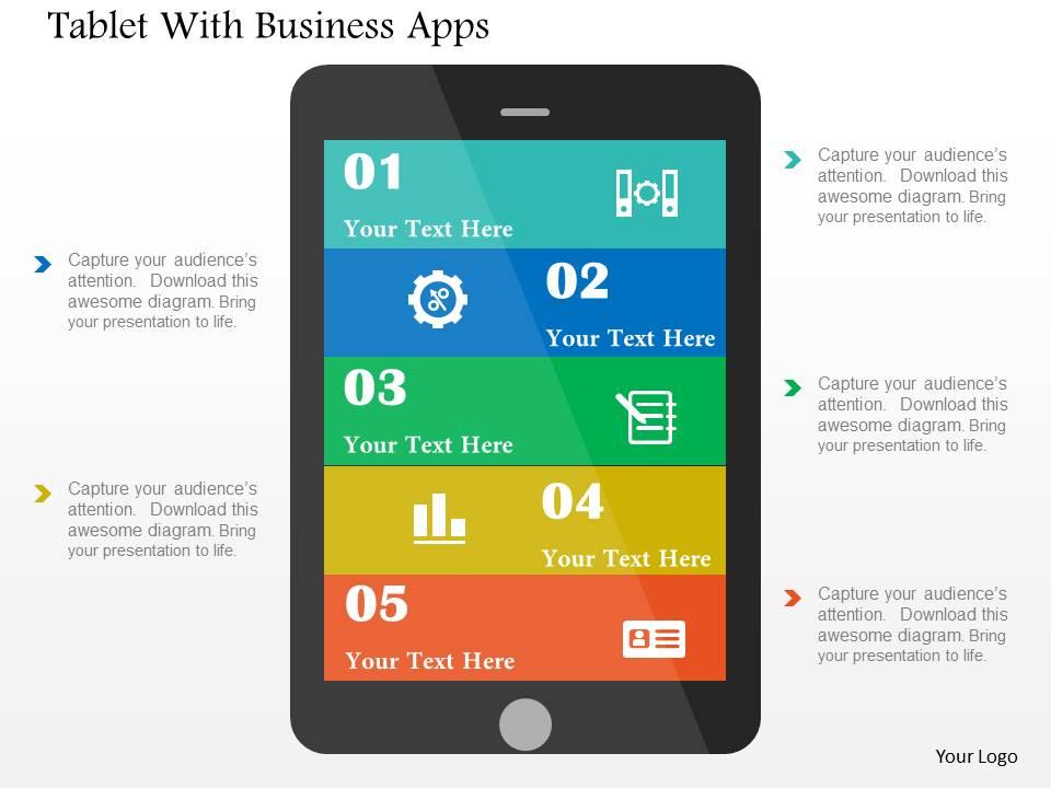 tablet_with_business_apps_flat_powerpoint_design_Slide01