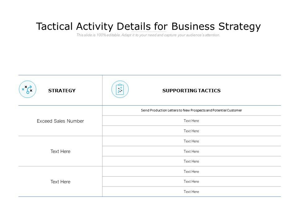 Tactical Activity Details For Business Strategy PowerPoint Templates Designs PPT Slide