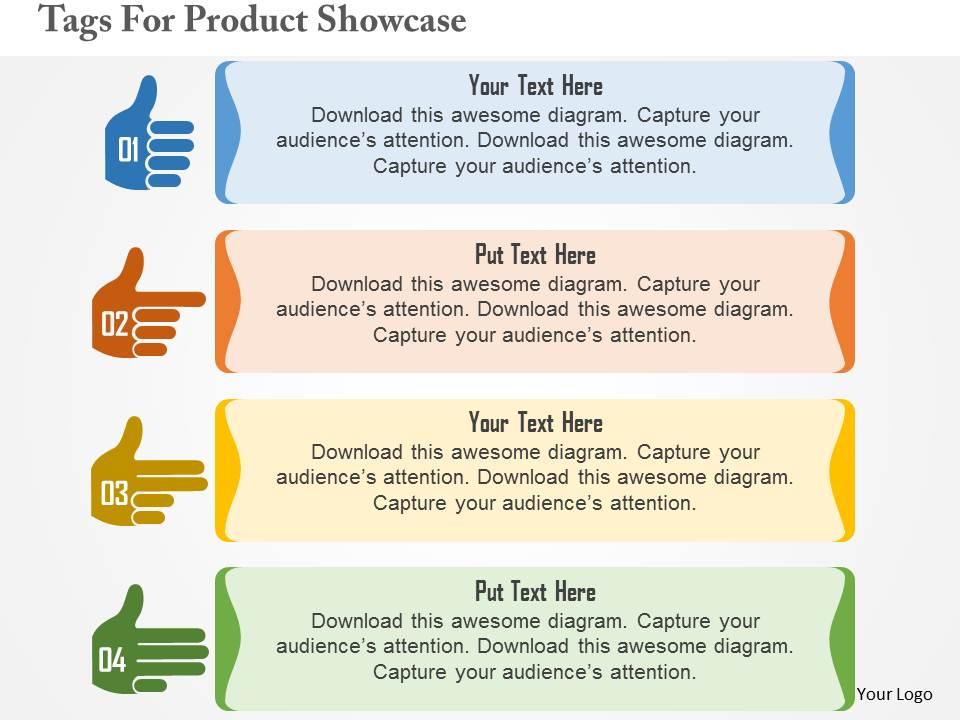 Tags for product showcase flat powerpoint design Slide01