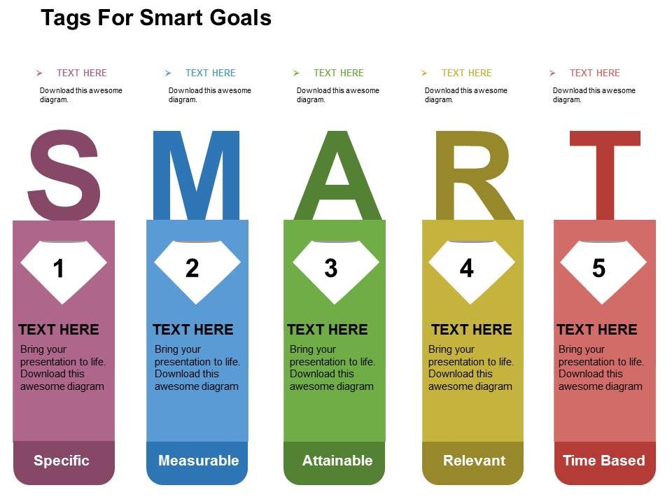 Tags for smart goals flat powerpoint design Slide01