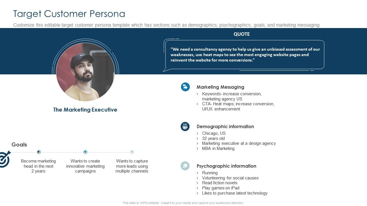 Target customer persona implementing customer strategy for your organization Slide01
