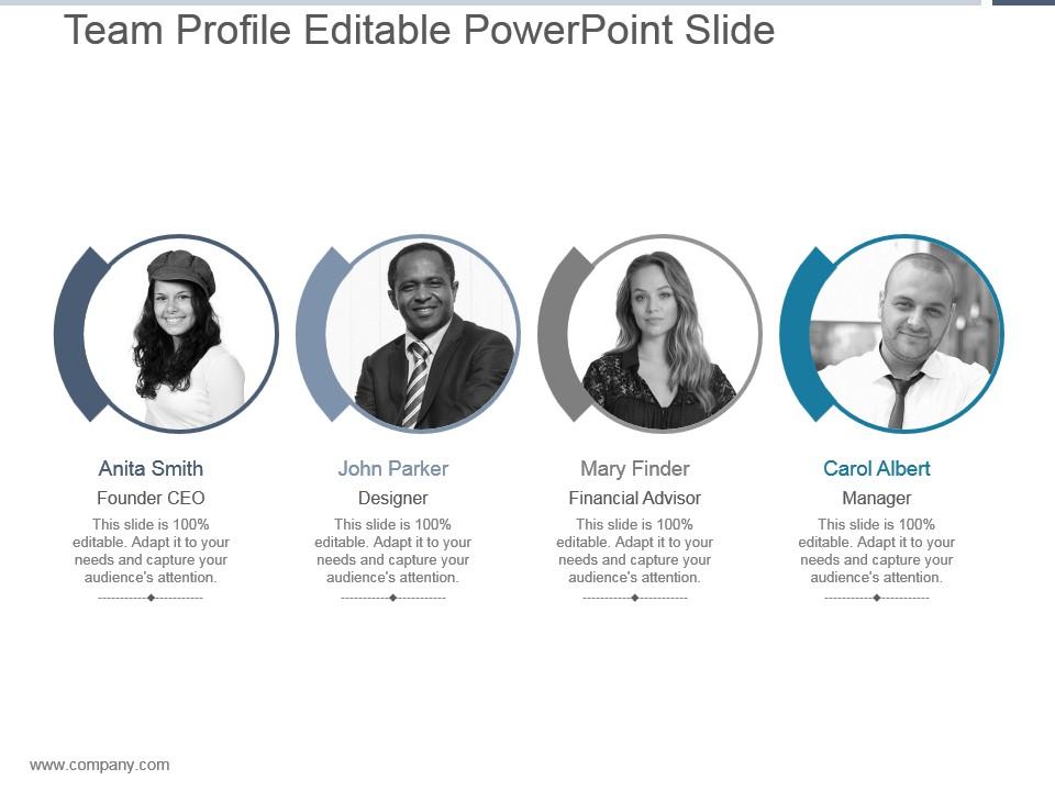 Team profile editable powerpoint slide Slide00