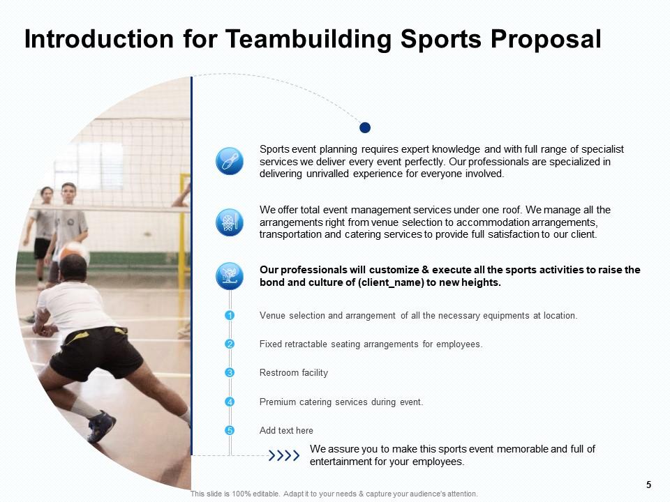Teambuilding Sports Proposal Powerpoint Presentation Slides