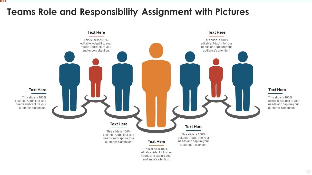 Teams role and responsibility assignment with pictures infographic template Slide01