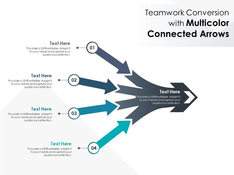 Teamwork conversion with multicolor connected arrows Slide01