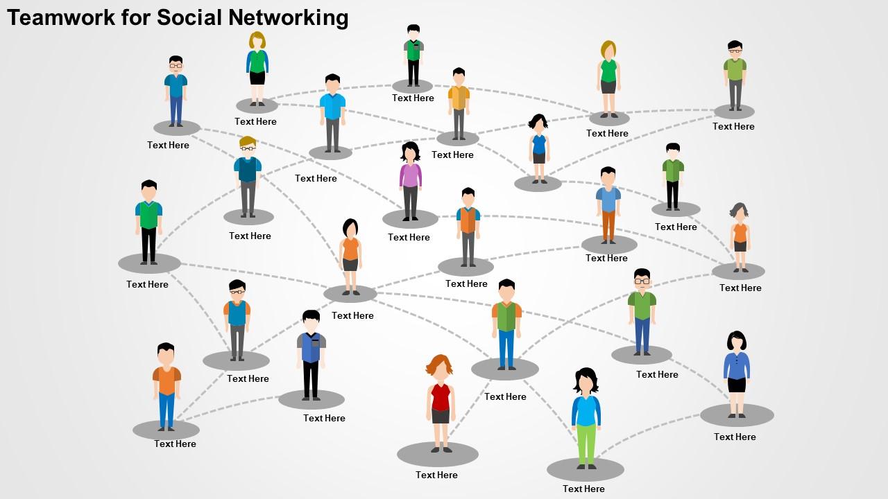 Teamwork for social networking flat powerpoint design Slide01