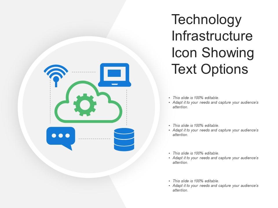 Technology infrastructure icon showing text options Slide01
