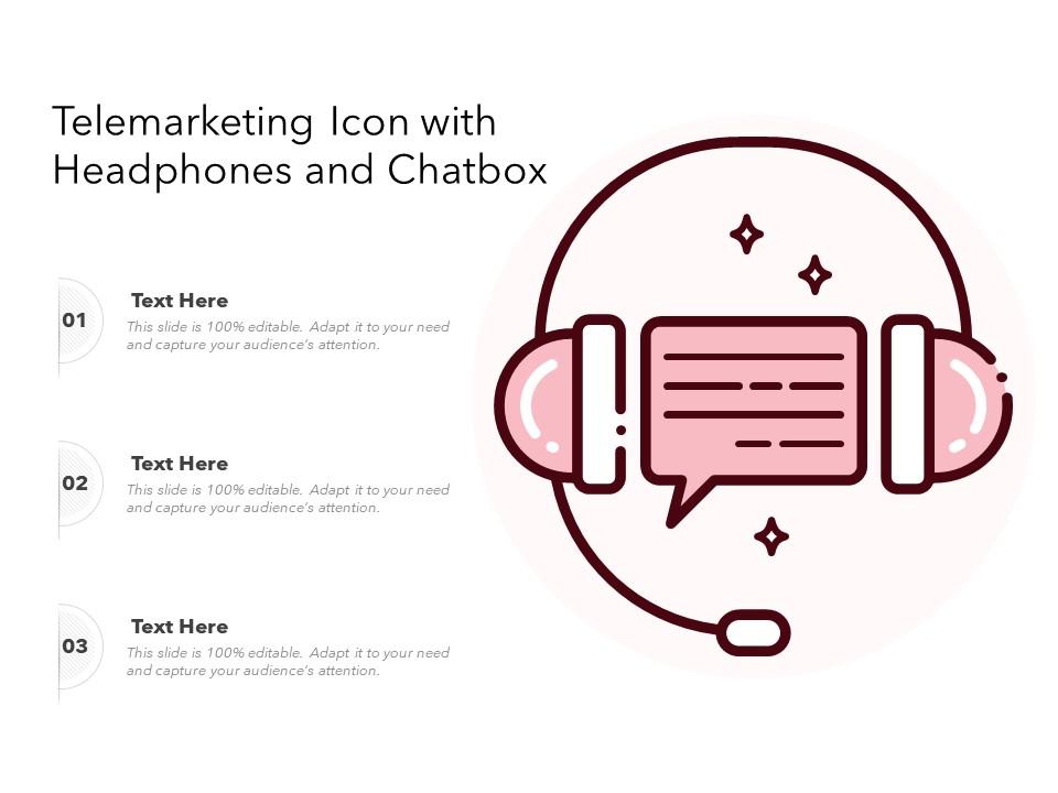 Telemarketing icon with headphones and chatbox Slide01