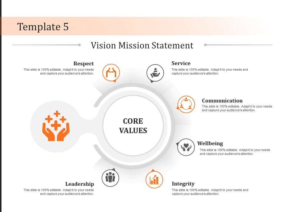 Template 5 Vision Mission And Value Statement Ppt Powerpoint