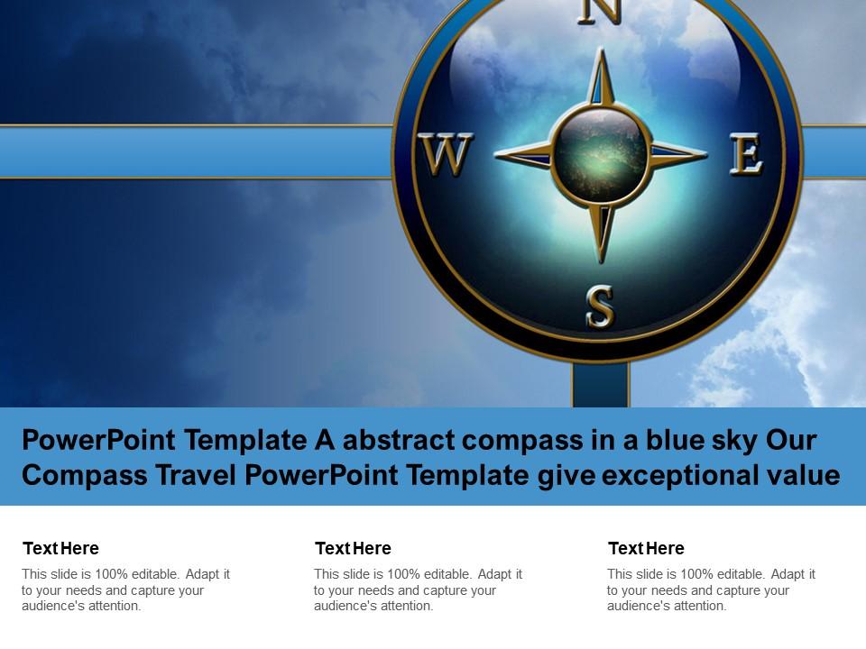 Template a abstract compass in a blue sky our compass travel template give exceptional value Slide00