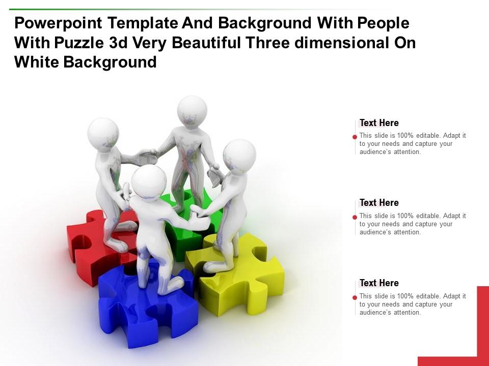 Template with people with puzzle 3d very beautiful three dimensional on white background Slide01