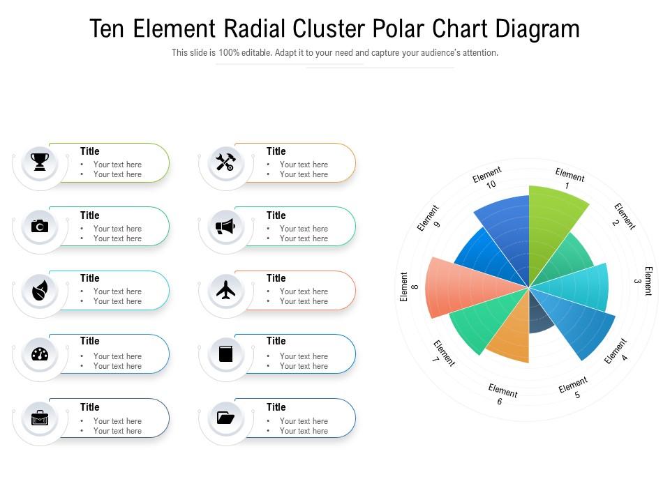 Ten element radial cluster polar chart diagram Slide01