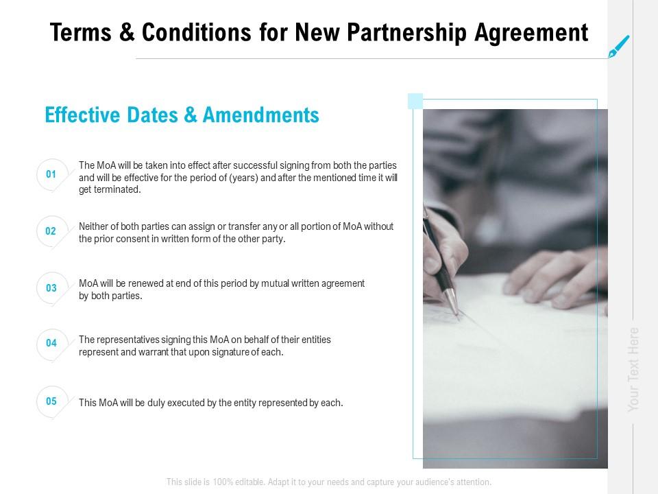 Terms And Conditions For New Partnership Agreement Ppt Powerpoint 